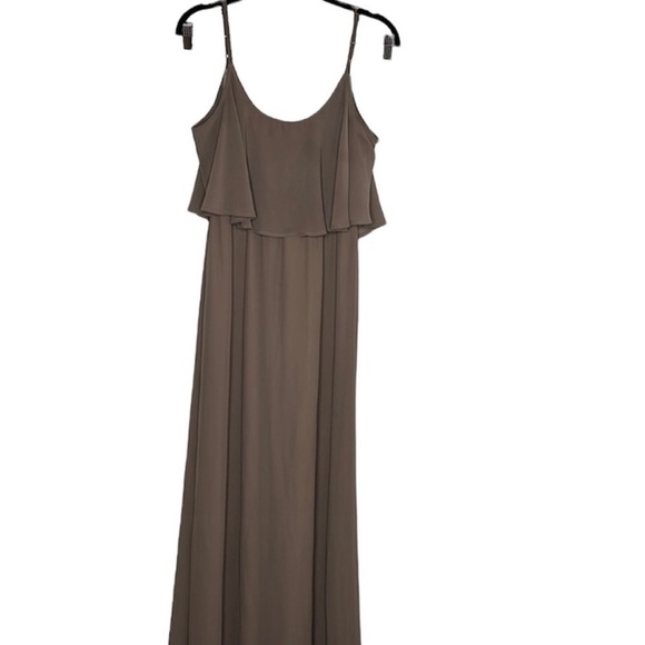 Show Me Your MuMu Caitlin Ruffle Maxi Dune Chiffon Dress Sz M SNAGS - Picture 8 of 10